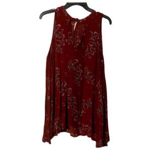 FREE PEOPLE Burgundy Sleeveless SWING Asymmetrical Tunic Dress Size XS